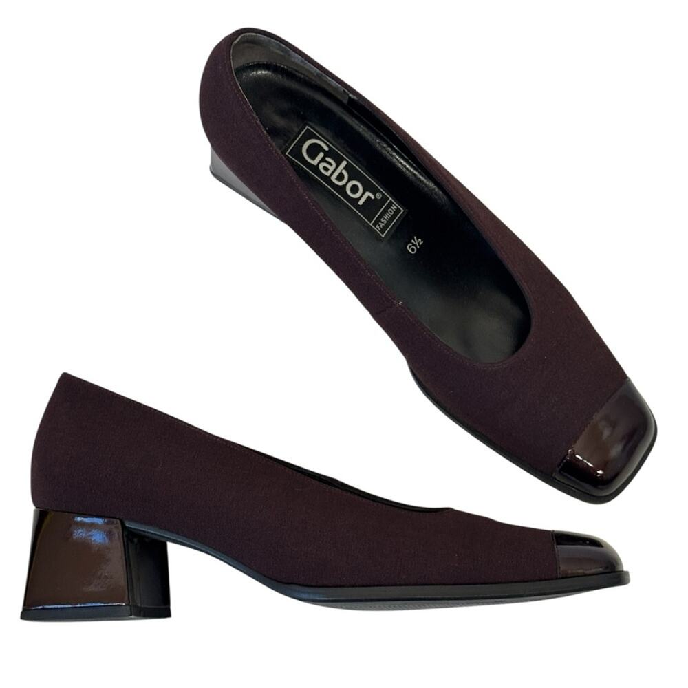 Gabor Burgundy Square Toe Heels Womens 8.5 Corpcore Preppy Classic Chunky Pumps